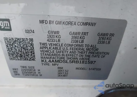 2024 Buick Encore Gx Sport Touring Fwd from USA, damaged, VIN KL4AMDSL5RB181597